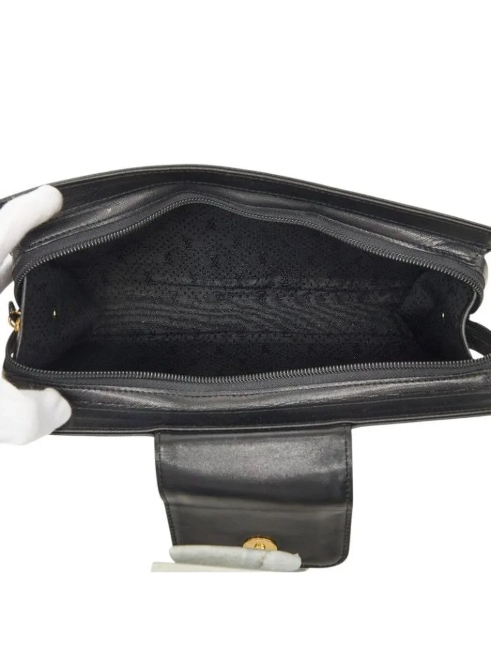 Saint Laurent Clutch Black Gold Leather